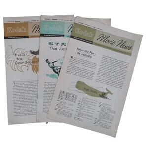 Kodak Movie News Magazine Booklet Set of Three (3) 1954 Eastman Kodak Rochester